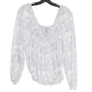 Urban Outfitters Womens Top Smocked Exaggerated Sleeves Floral Daisy Size XS FY